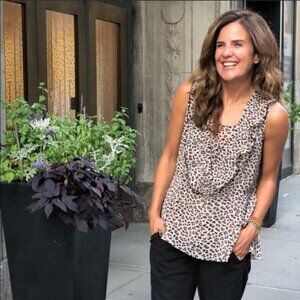 Cabi Leopard‎ Flutter Ruffle Tank Small